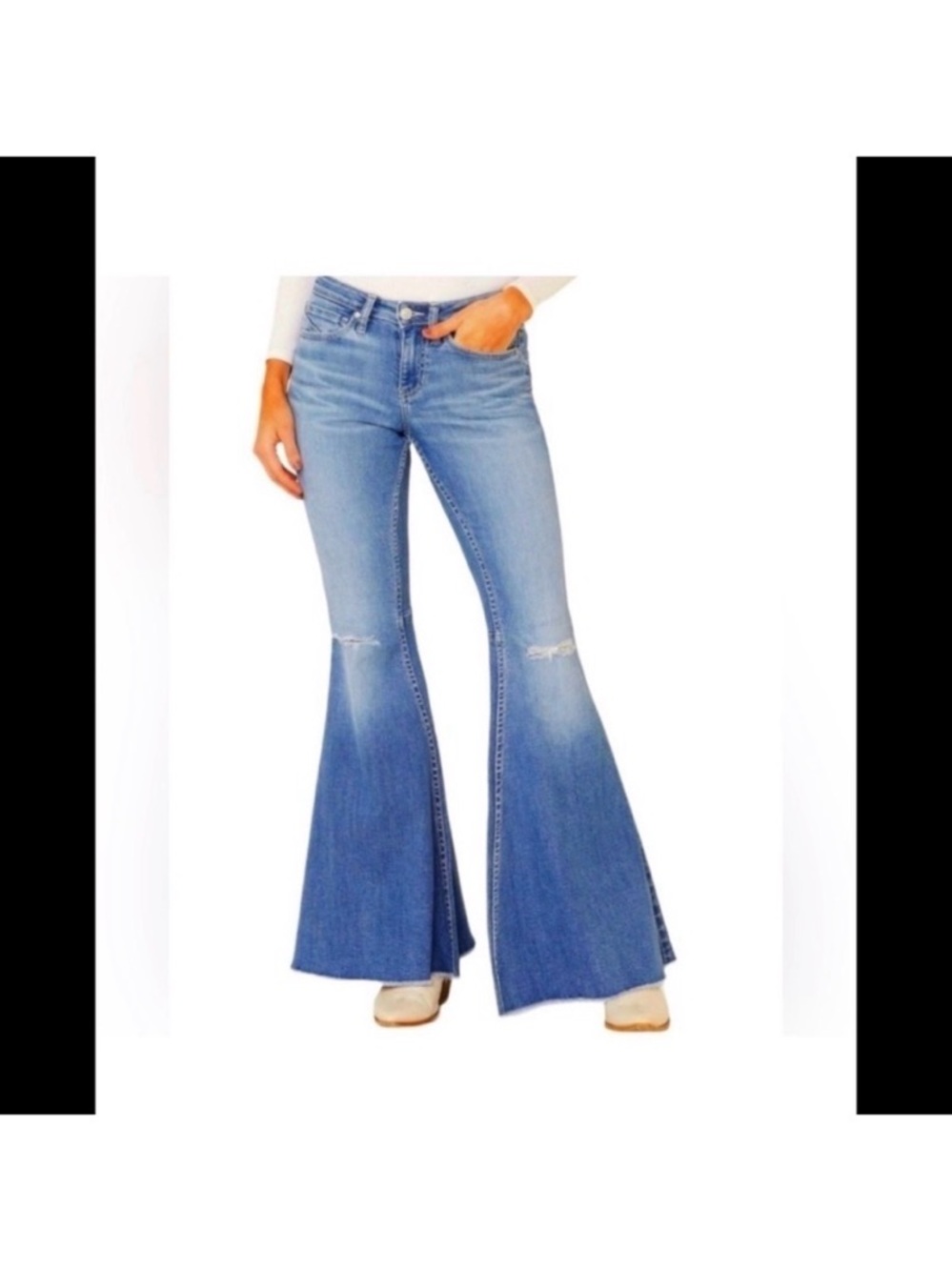 BOOT BARN SHYANNE RIPPED HI RISE FLARE JEANS - Picture 2 of 8